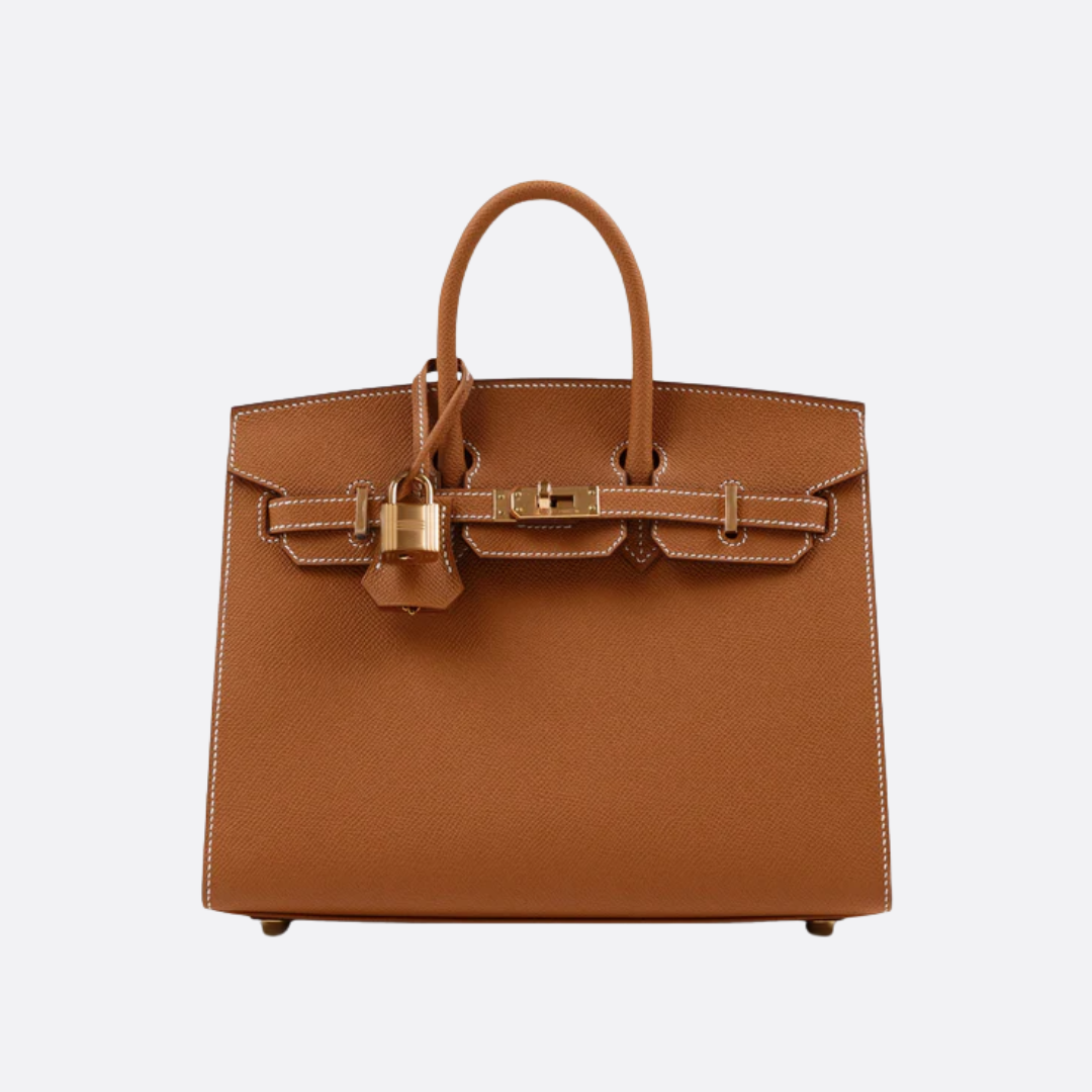 HERMÈS BIRKIN 25 HSS CRAIE/GRIS TOURTERELLE EN PIEL TOGO CON HERRAJES DORADOS CEPILLADOS