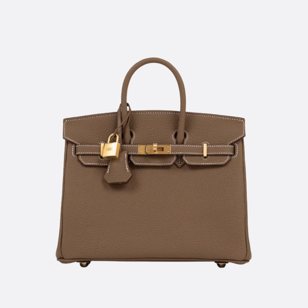 HERMÈS BIRKIN 25 HSS CRAIE/GRIS TOURTERELLE EN PIEL TOGO CON HERRAJES DORADOS CEPILLADOS