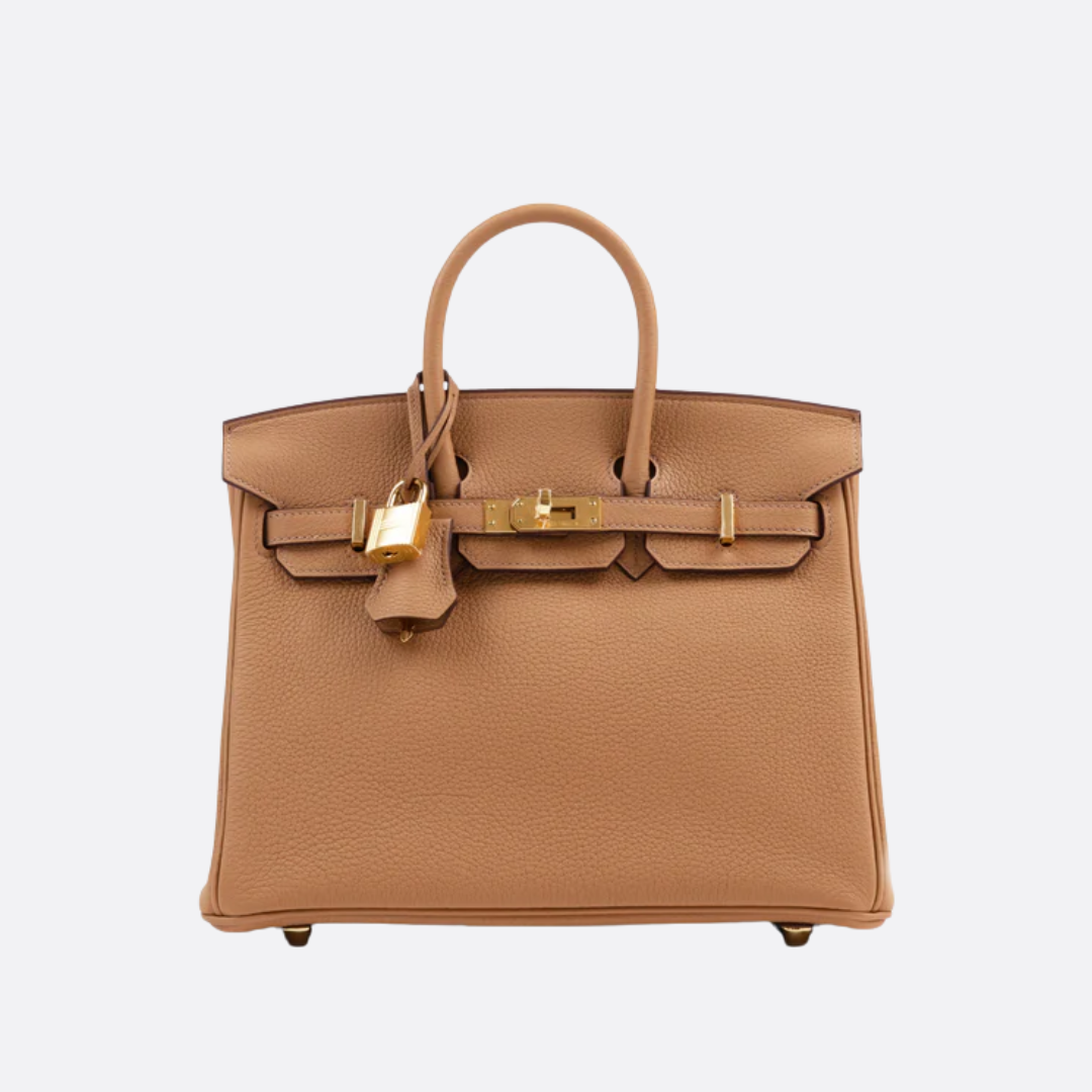 HERMÈS BIRKIN 25 HSS CRAIE/GRIS TOURTERELLE EN PIEL TOGO CON HERRAJES DORADOS CEPILLADOS