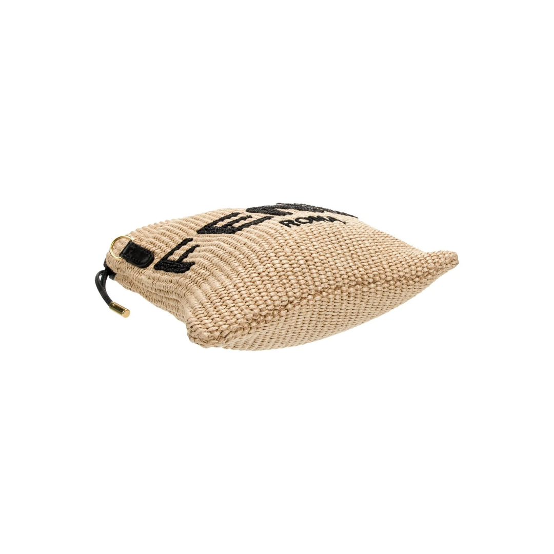 CARTERA PEQUEÑO FENDI SACK DE PAJA TEJIDA EN BEIGE